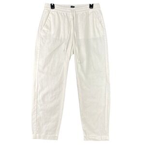 J.Crew Pants White Women's 10 Linen‎ Blend Drawstring Waist Casual Office Chic